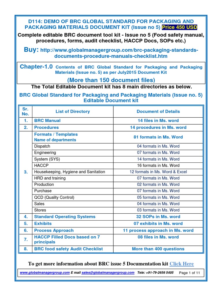 BRC Global Standards For Packaging Material | PDF | Hazard 
