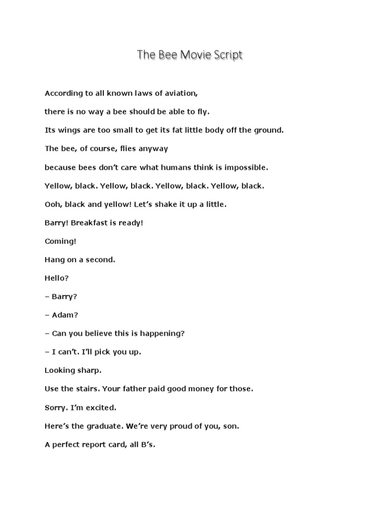 The Bee Movie Script | PDF | Flowers | Bees