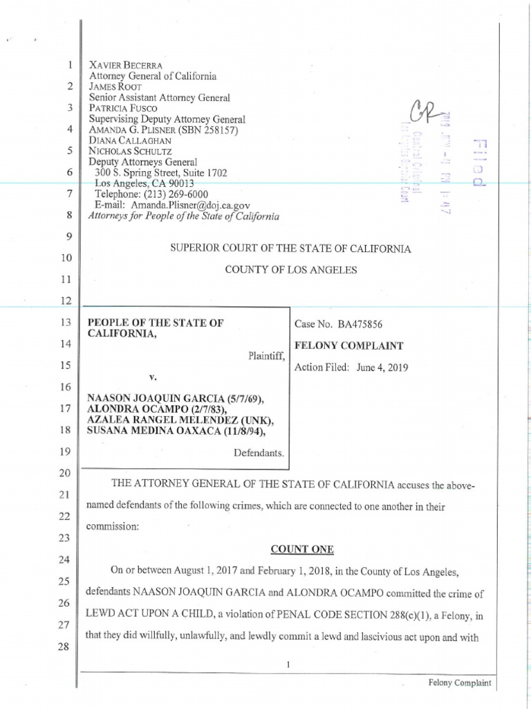 Filed Felony Complaint PDF | PDF