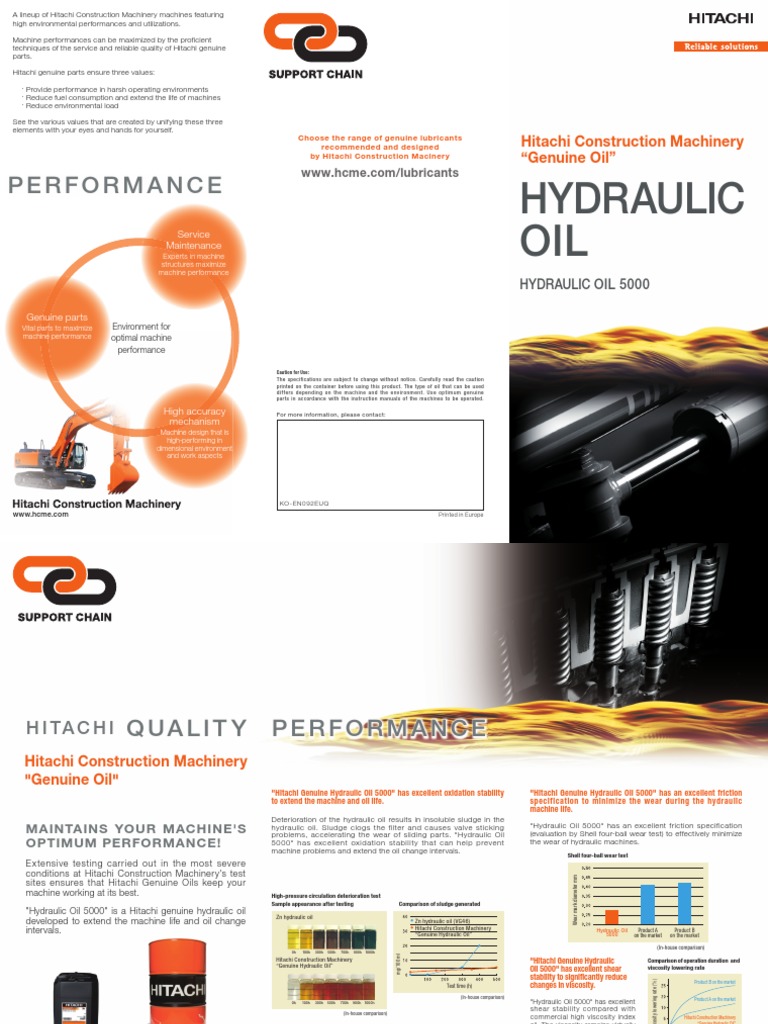Hitachi Genuine Hydraulic Oil 5000 Guide | PDF | Motor Oil | Machines