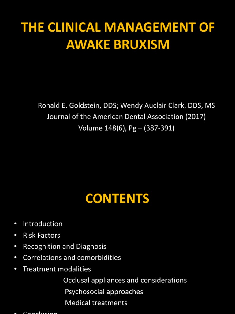 Management of Awake Bruxism | PDF | Human Diseases And Disorders ...