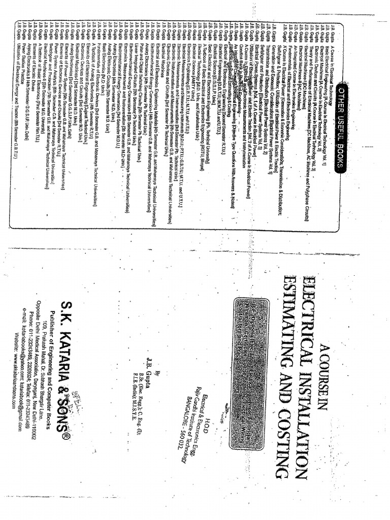 Electrical Installation Estimating and Costing PDF PDF