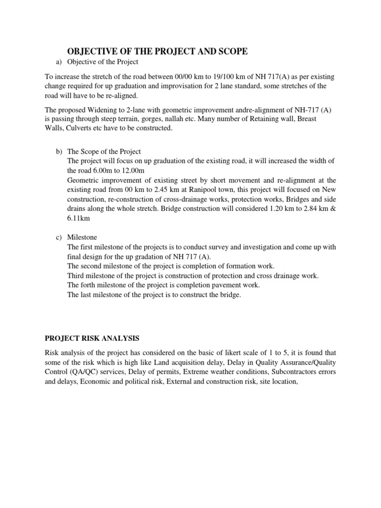 NH 717(A) Road Widening Project Scope | PDF | Road | Risk
