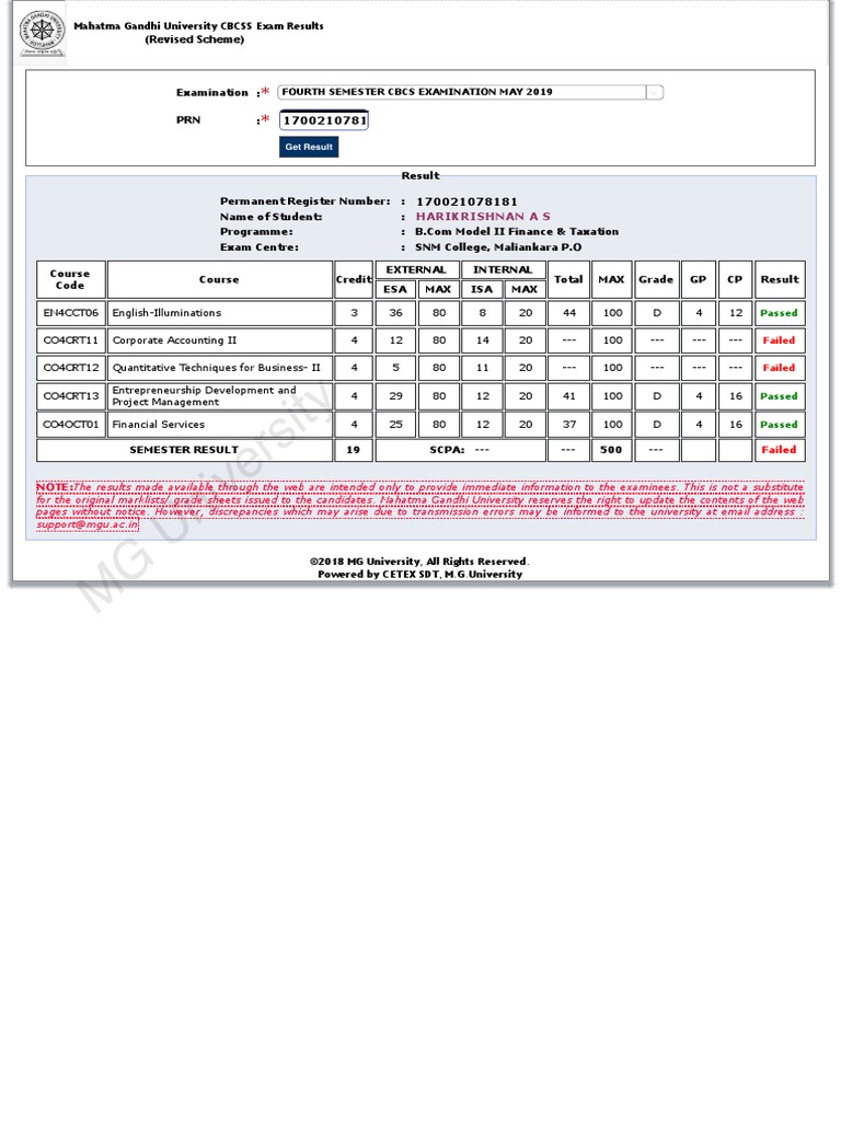 Mahatma Gandhi University CBCSS Revised Scheme PDF | PDF | Business