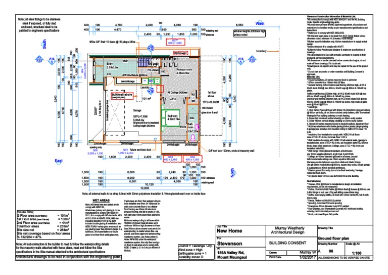 Ground Floor Plan for 2-Storey House | PDF | Framing (Construction) | Wall