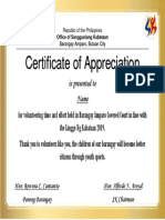 Certificate of Appreciation