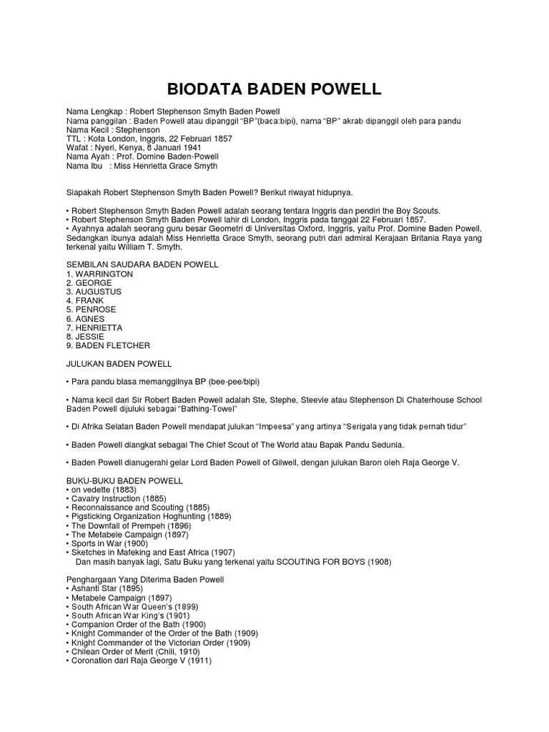 Biodata Baden Powell