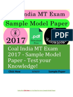 Coal India MT Exam 2017 Model Paper