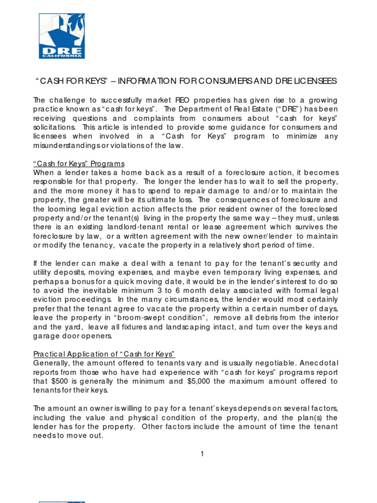 Cash for Keys Leasehold Estate Foreclosure Free 30day Trial Scribd