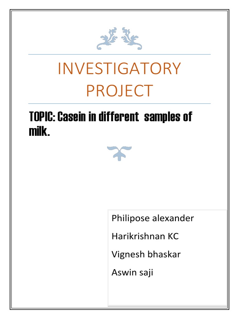 Investigatory Project Chemistry CBSE CLASS 12 | PDF | Milk | Materials