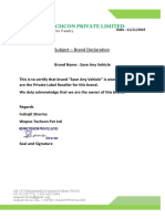Brand Declaration Letter Format For Flipkart