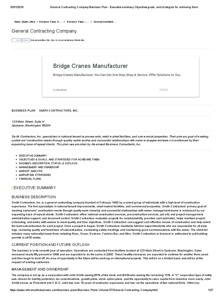 General Contractor - Business Plan | PDF | Expense | Equity (Finance)