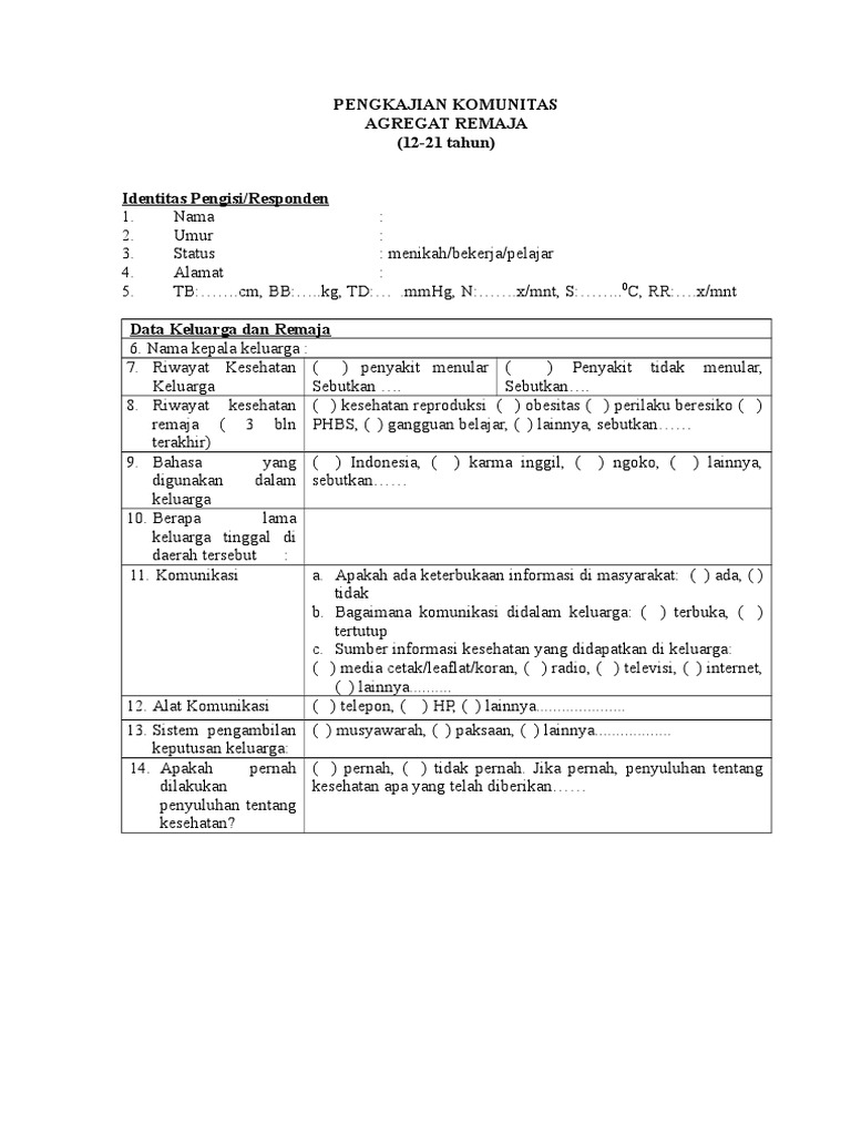 Kuesioner Agregat Remaja Fix