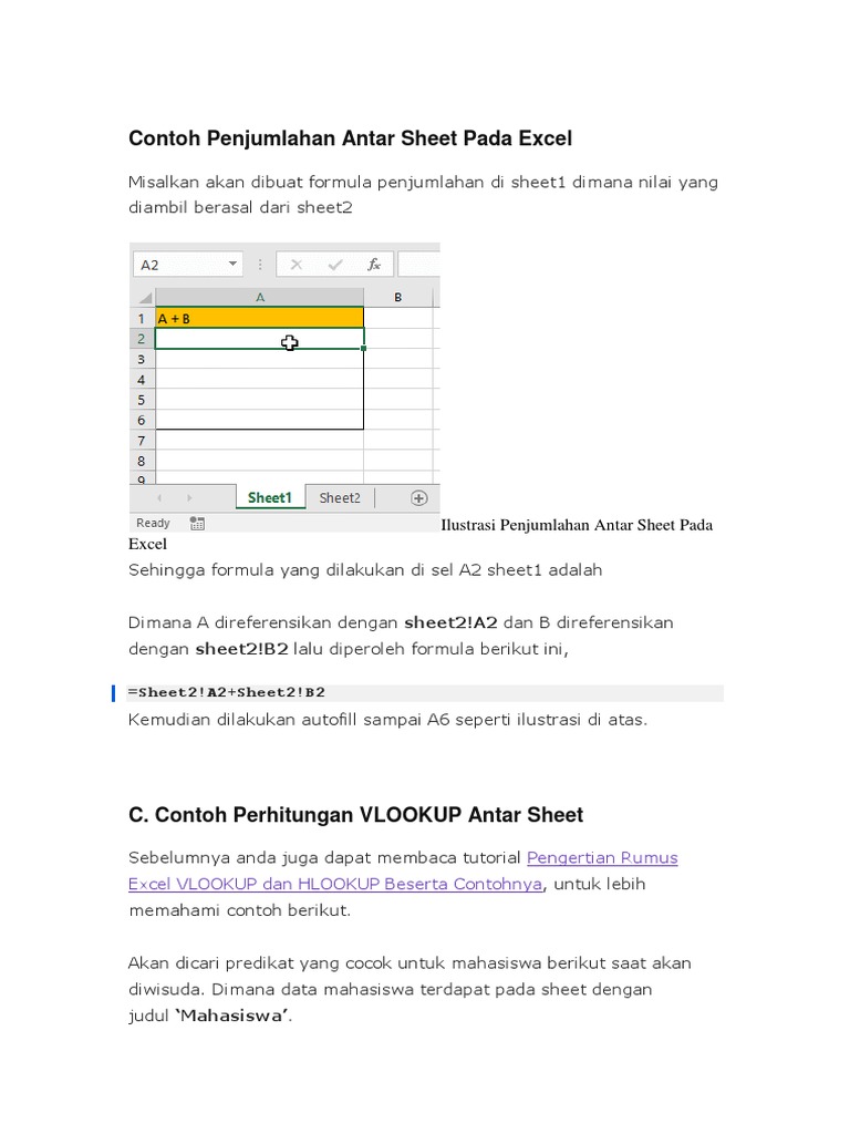 Rumus Excel Penjumlahan Antar Sheet