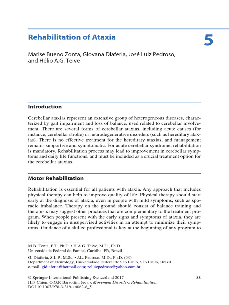 Rehabilitation of Ataxia | PDF | Balance (Ability) | Physical Therapy