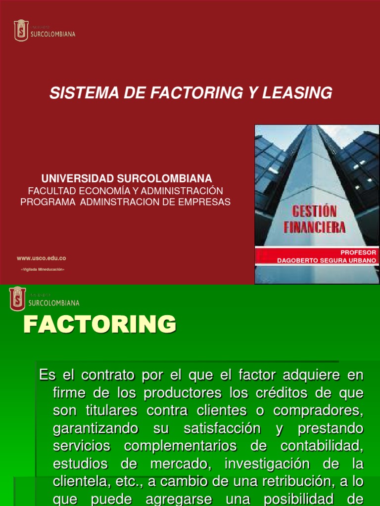 8a Factoring Y Leasing Pdf Arrendamiento Factoring Finanzas