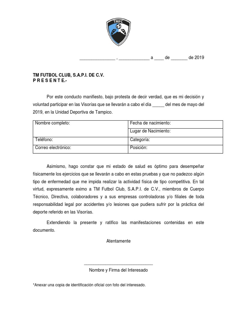 Carta Responsiva Visorías 2019 TMFC PDF