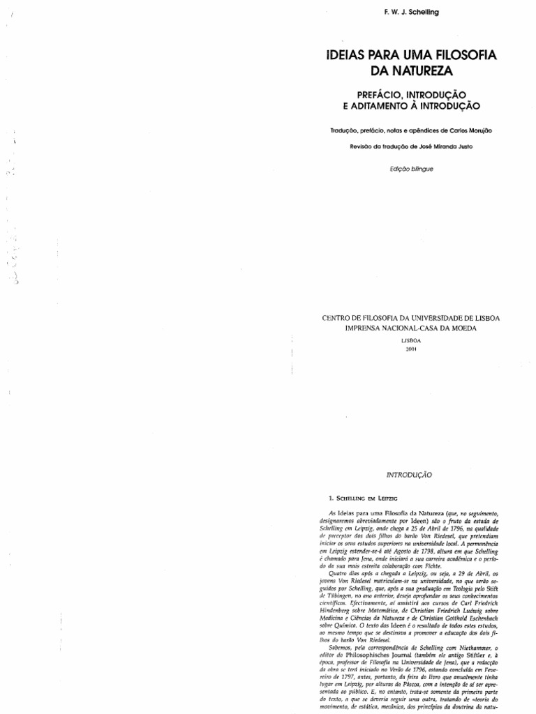 SCHELLING, Friedrich, Friedrich Idéias para Uma Filosofia Da Natureza PDF PDF foto