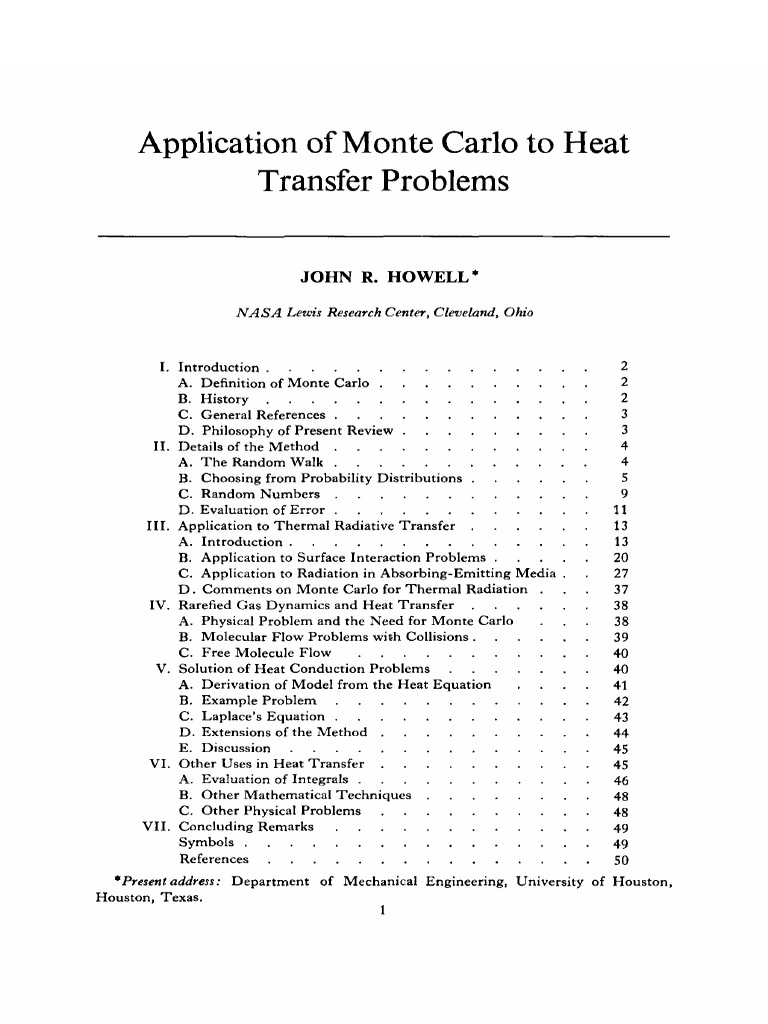Monte Carlo Applications in Heat Transfer | PDF | Monte Carlo Method ...