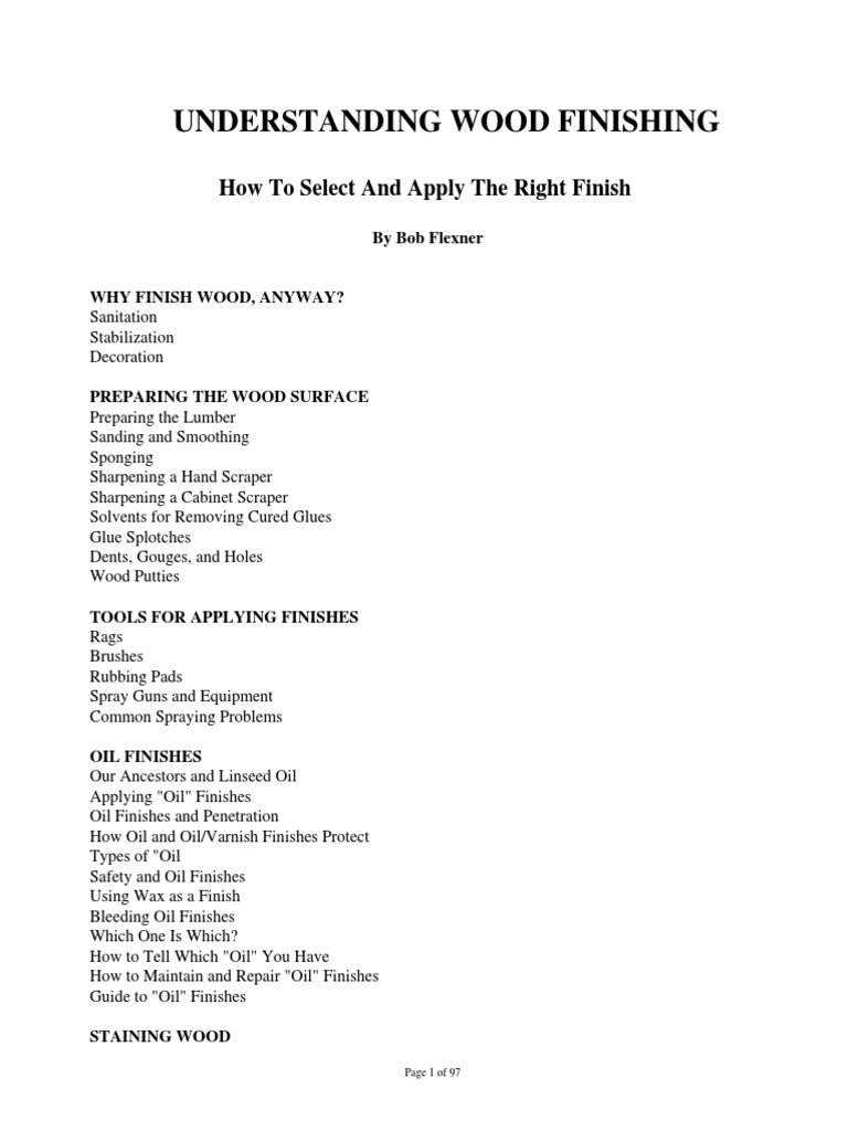 Woodworking Understanding Wood Finishes Bob Flexner PDF Varnish