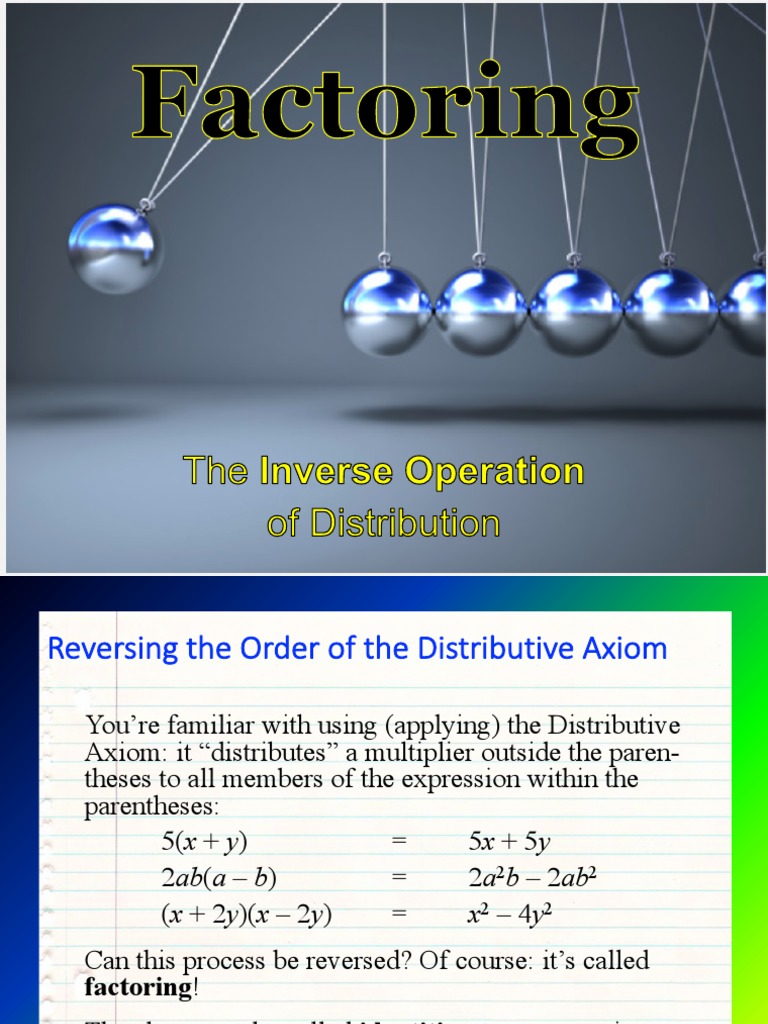 Factoring - Inverse Operation of Distribution | PDF
