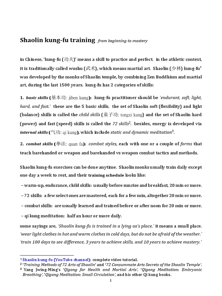 Shaolin Kung Fu Training PDF | PDF | Chinese Martial Arts | East Asian ...