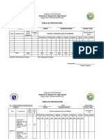Deped Standard Table of Specification Format