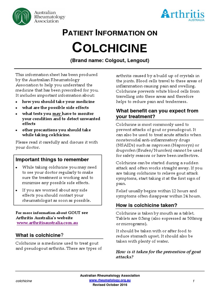 Colchicine 2016 Final 161209 000 Gout Nonsteroidal Anti Inflammatory Drug
