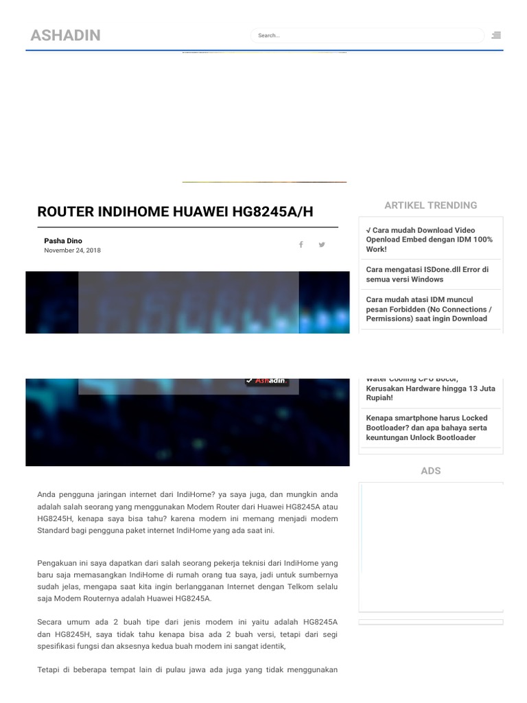 Mengenal Router Indihome Sejuta Fitur Di Dalamnya | PDF