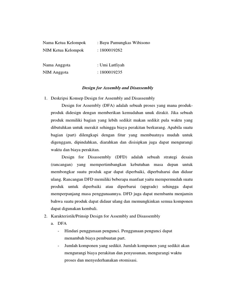 Panduan Design for Assembly & Disassembly | PDF