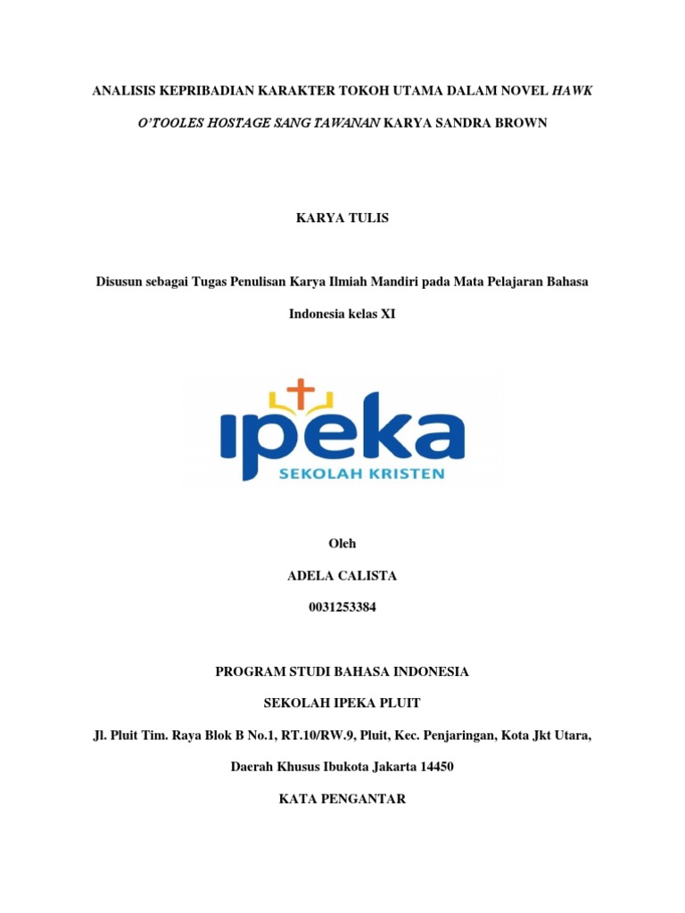 Adela Calista Pengumpulan Karya Tulis Lengkap Dari Cover Hingga Lampiran Pdf