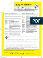 Cheat Sheet From Excel 2013 PDF