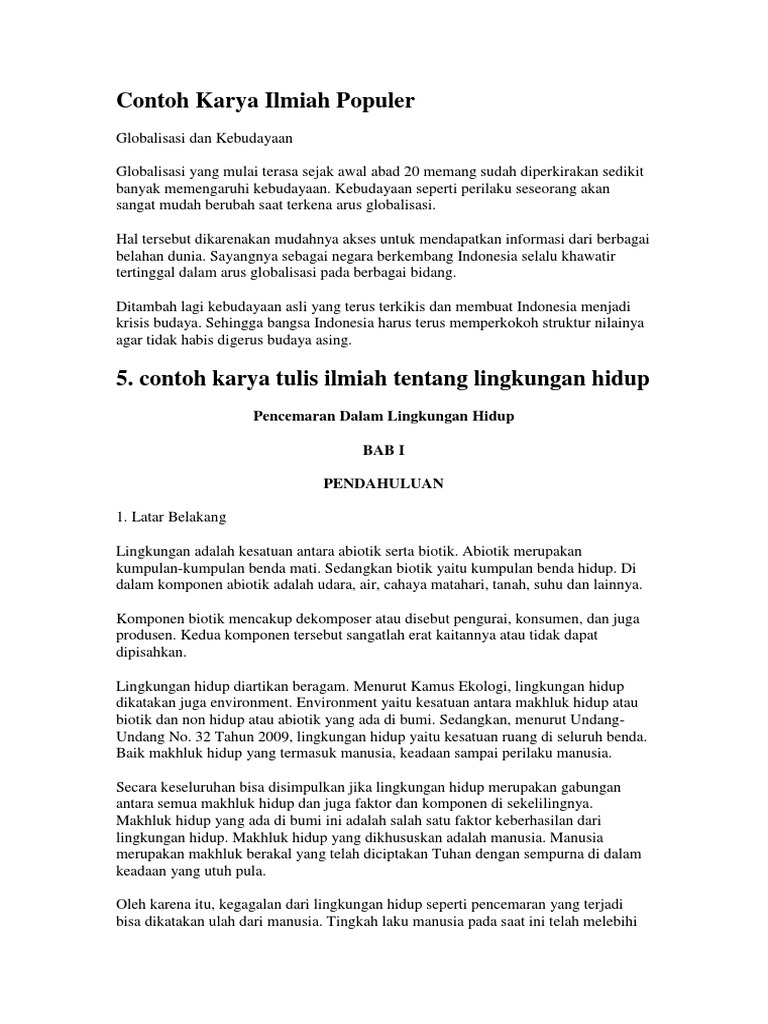 Artikel Ilmiah Populer Tentang Lingkungan