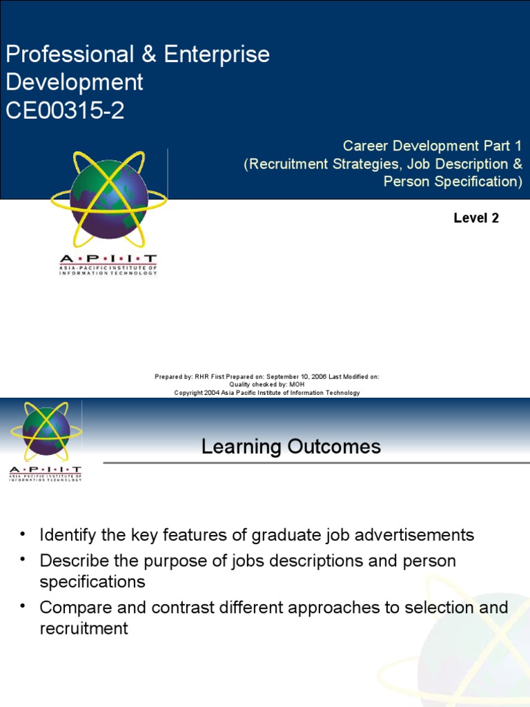 2 Lecture Career Development Part 1 | PDF | Recruitment | Communication