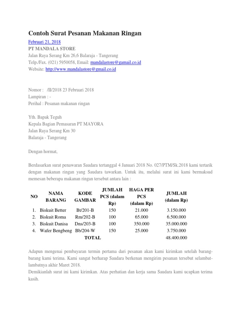 Surat Makluman Pesanan Majalah