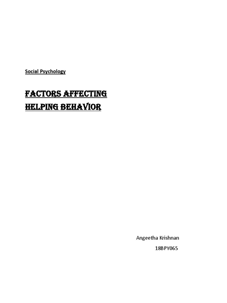 Factors Influencing Helping Behavior | PDF | Empathy | Emotions