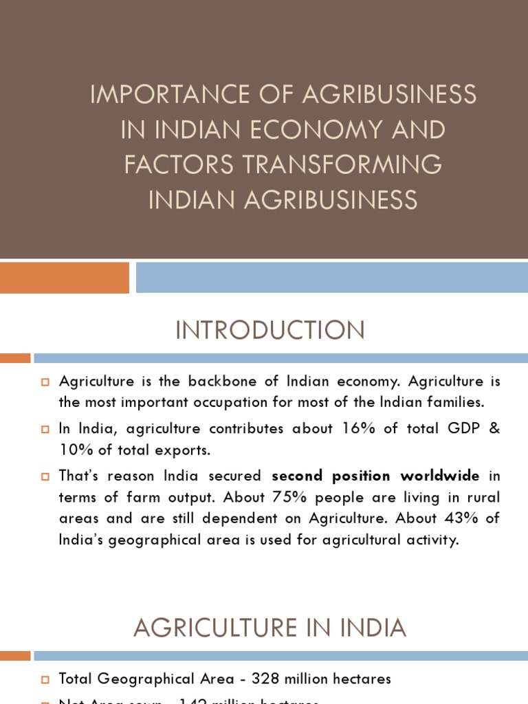 Importance of Agribusiness in India | PDF | Agriculture | Economy Of India