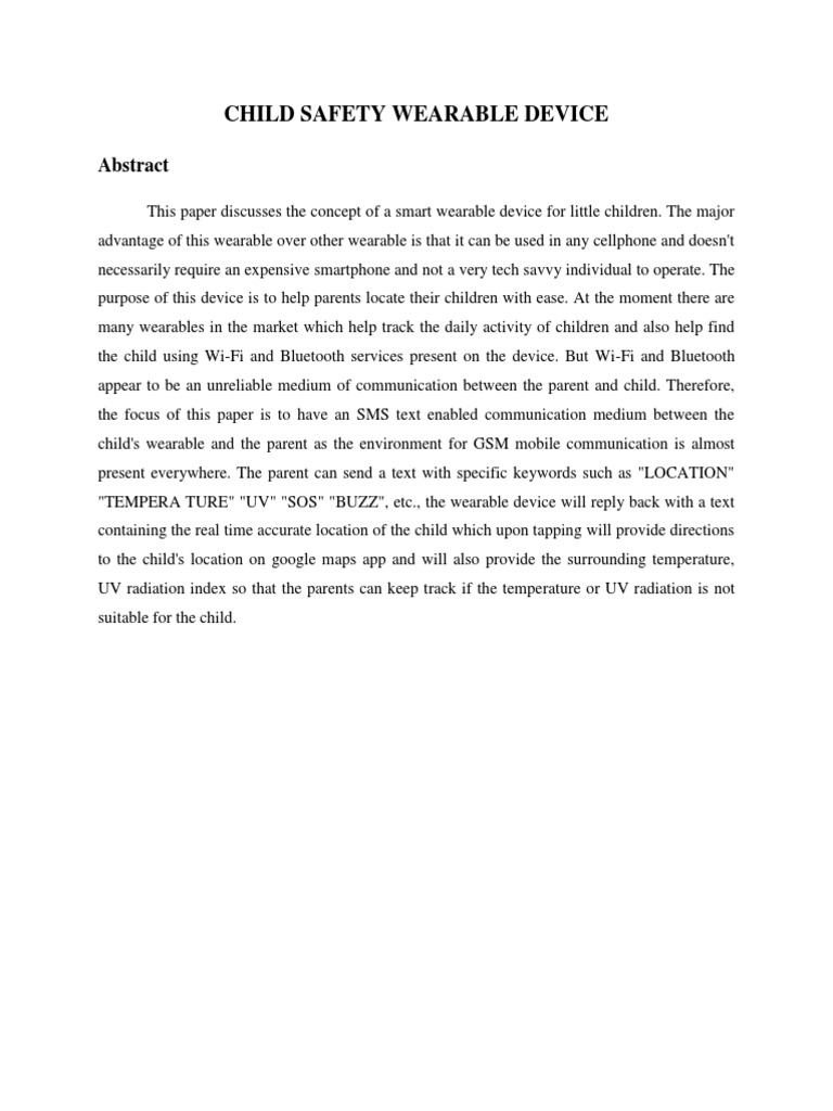 Child Safety Wearable Device Download Free PDF Arduino Wearable