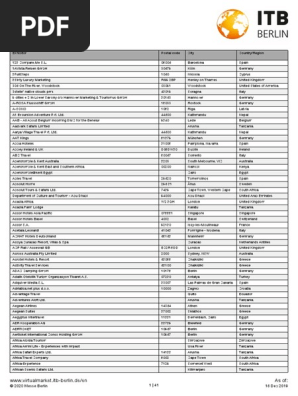 List Of Exhibitors Tourism Service Industries