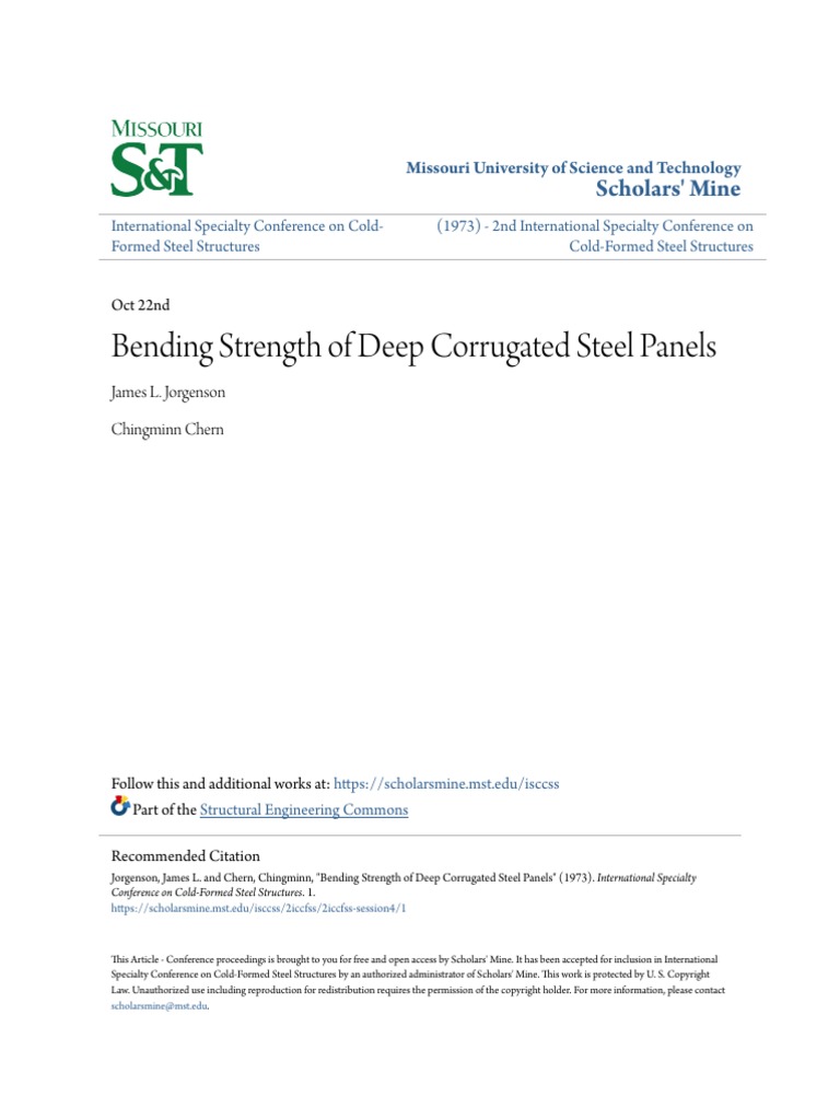 Bending Strength of Deep Corrugated Steel Panels PDF | PDF | Buckling ...