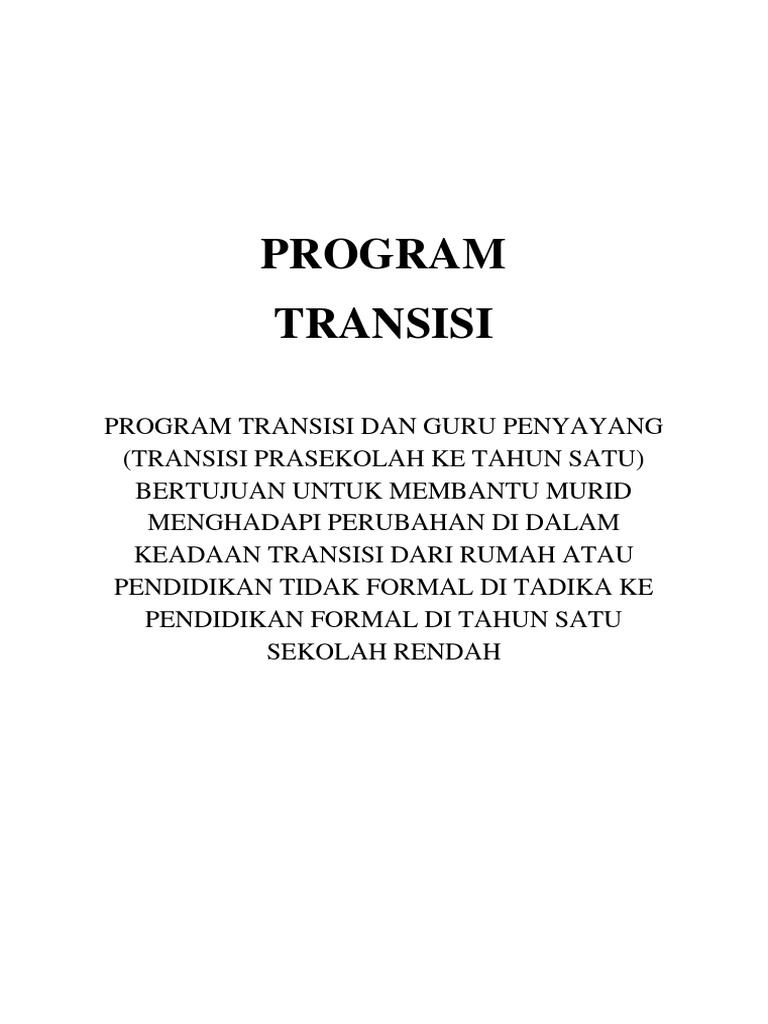 Program Transisi Murid Tahun 1 | PDF | Karier & Perkembangan | Seni ...