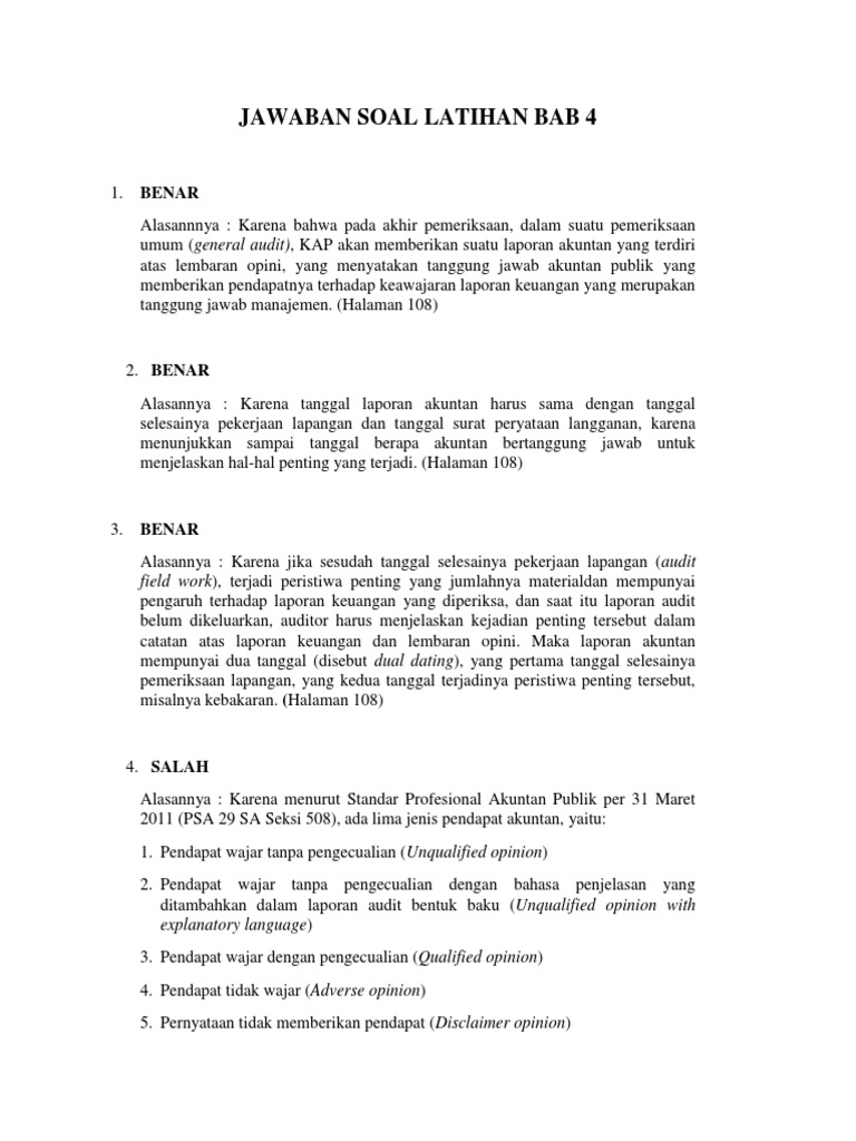 Jawaban Bab 4 Audit