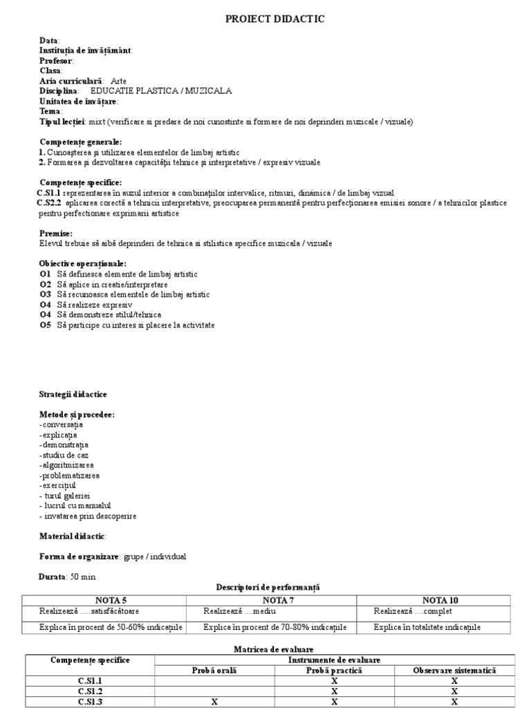 Proiect Didactic Model - Lecție Mixtă | PDF