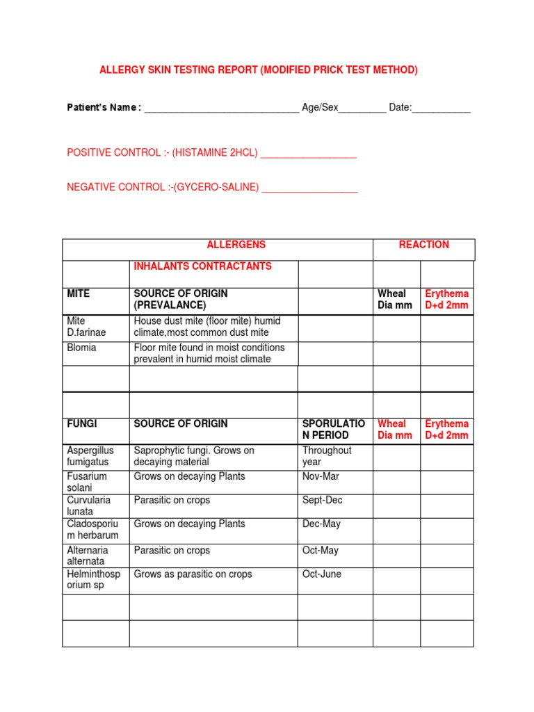 Allergy Test Report | PDF | Allergy | Foods