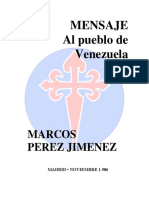 MENSAJE AL PUEBLO DE VENEZUELA - de Marcos Pérez Jiménez