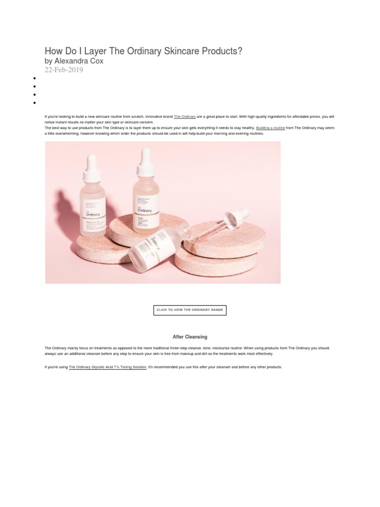 The Ordinary Product Layering Guide | PDF | Cosmetics | Chemical Substances