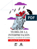 Ricoeur. Teoria de La Interpretacion. Siglo XXI PDF