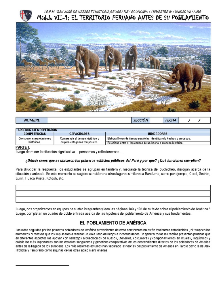 HGE1-U7-SESION 01 Poblamiento de América y El Perú | PDF | Holoceno ...