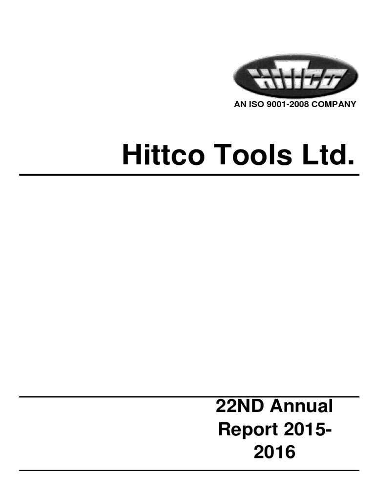 Hittco Tools 22nd Annual Report | PDF | Board Of Directors | Internal  Control