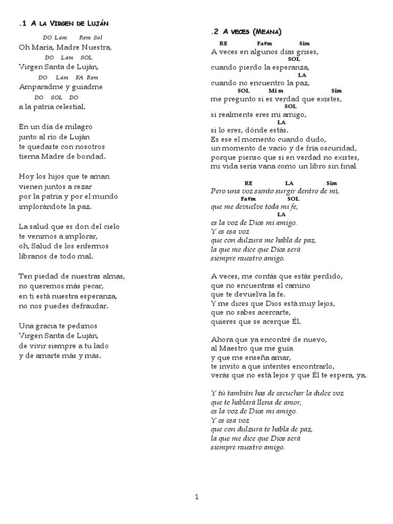 Cancionero Tradicional Con Acordes Maria Madre De Jesus Cristo Titulo